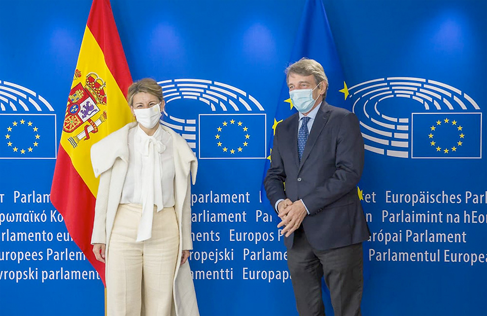 Yolanda Díaz, ministra de Trabajo, en su visita a Bruselas